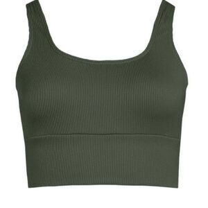 Land's End Swimsuit Tankini top soft cup rich olive green ottoman ribbed Var